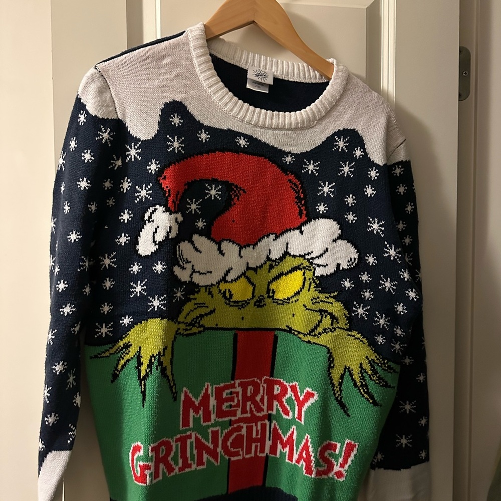 Dr. Seuss Grinchmas Sweater - White, Red, Green, Blue
